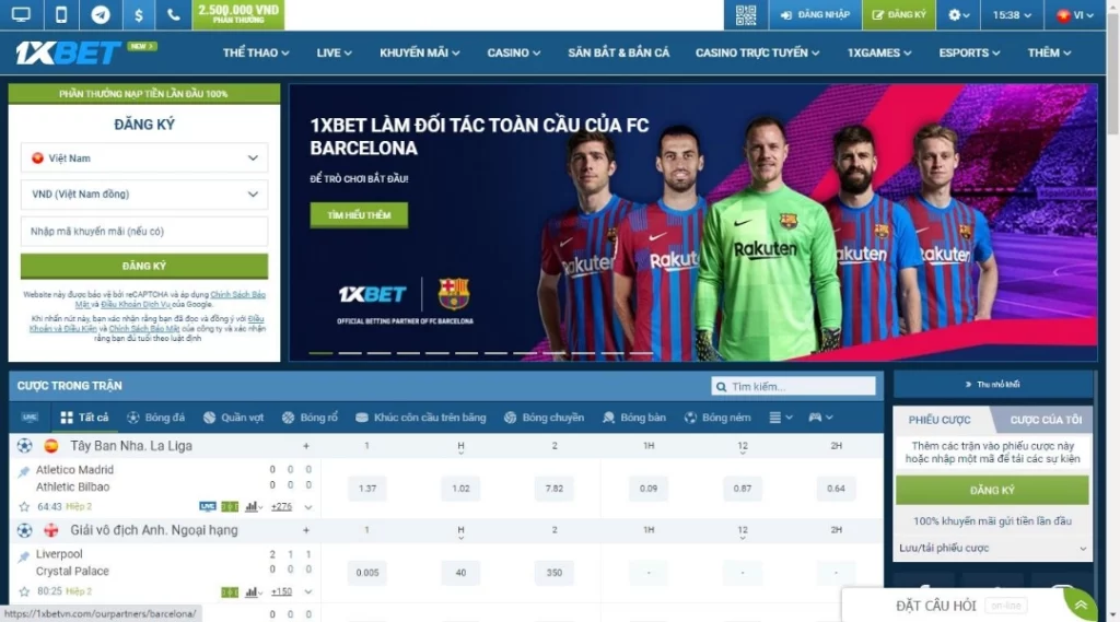 Giao diện 1xBet cuốn hút